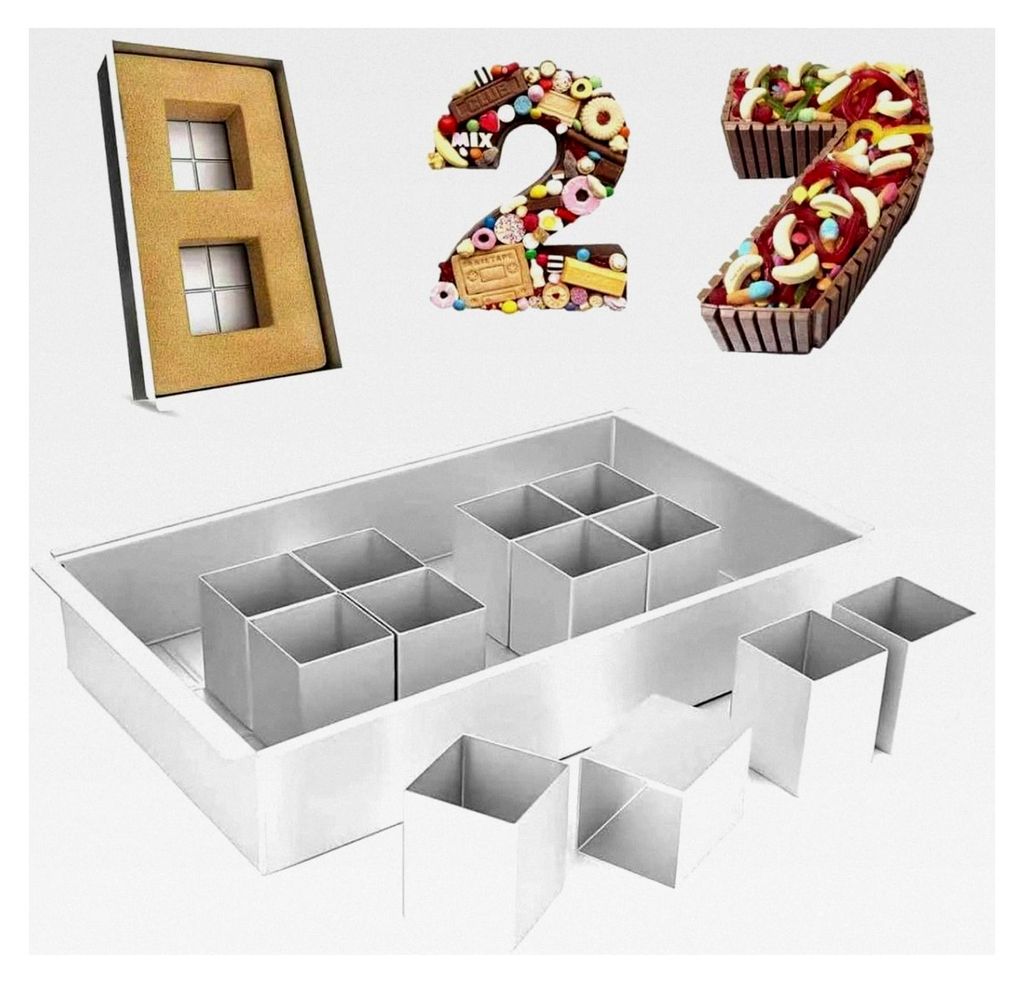 Zahlenbackform aus Aluminium, verstellbar für Kuchen in Zahlen und Buchstaben, geeignet für DIY Backen, Hochzeit, Geburtstag, Taufe, Größe 12,4...