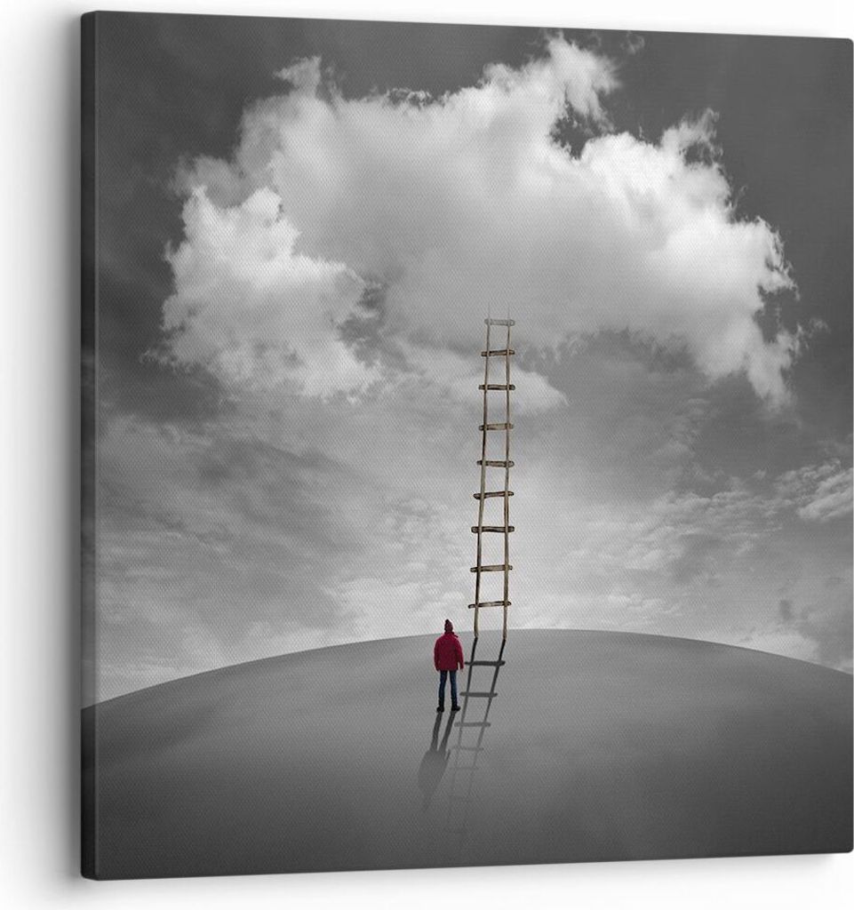 Bild auf Leinwand - Leinwandbild - Einteilig - Symbol Leiter Himmel - 30x30cm - Wand Bild - Wanddeko - Wandbilder - Leinwanddruck - Bilder - Wandde...