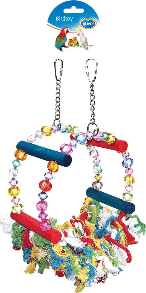 Balançoire pour oiseaux Duvo+ avec perles de jeu et hamac de repos 2-en-1