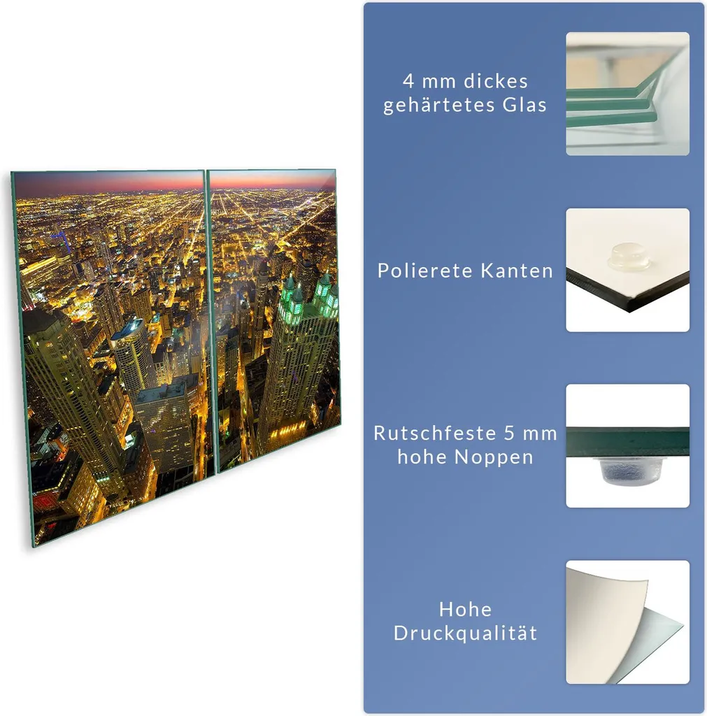 Copri Piano Cottura In Vetro Temperato QTA - 40x52 Cm - Multifunzione (Non Per Gas)