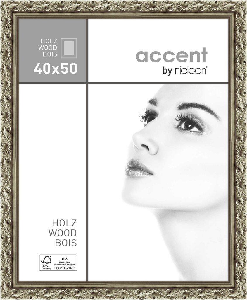 accent by nielsen Holz Bilderrahmen Arabesque, 40x50 cm, Silber