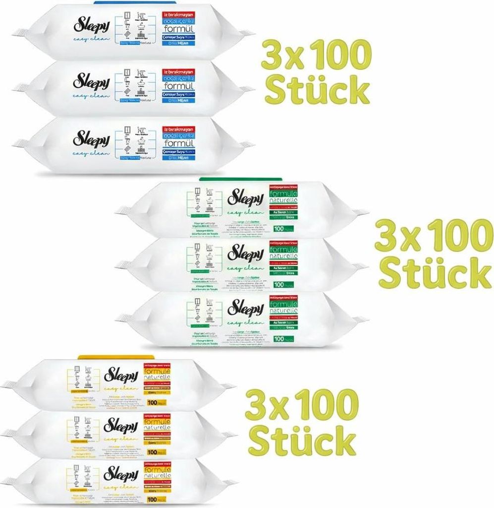 Sleepy Feuchttücher 3x Blau + 3x Grün + 3x Gelb Produktbild 