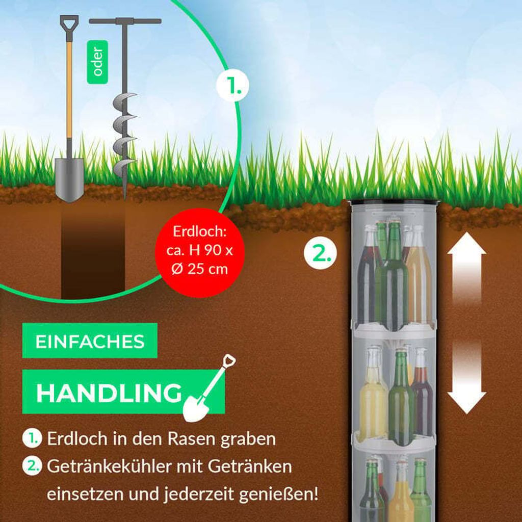 EASYmaxx Flaschenkühler Outdoor Erdloch- Bierkühler Camping Produktbild 16