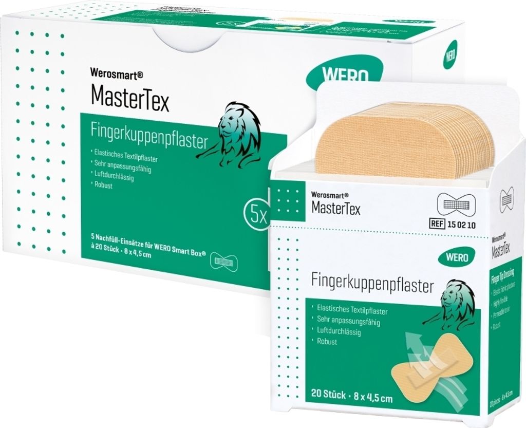 MasterTex Fingerkuppenpflaster, 8 x 4,5 cm, 5 x 20 Stück