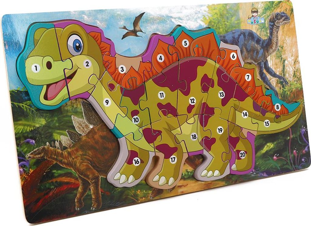 Holz-Dinosaurier-Puzzle-Spielzeug, Alphabet-Nummer, Kinder-Lernspielzeug Nr. 6 (Nummer)