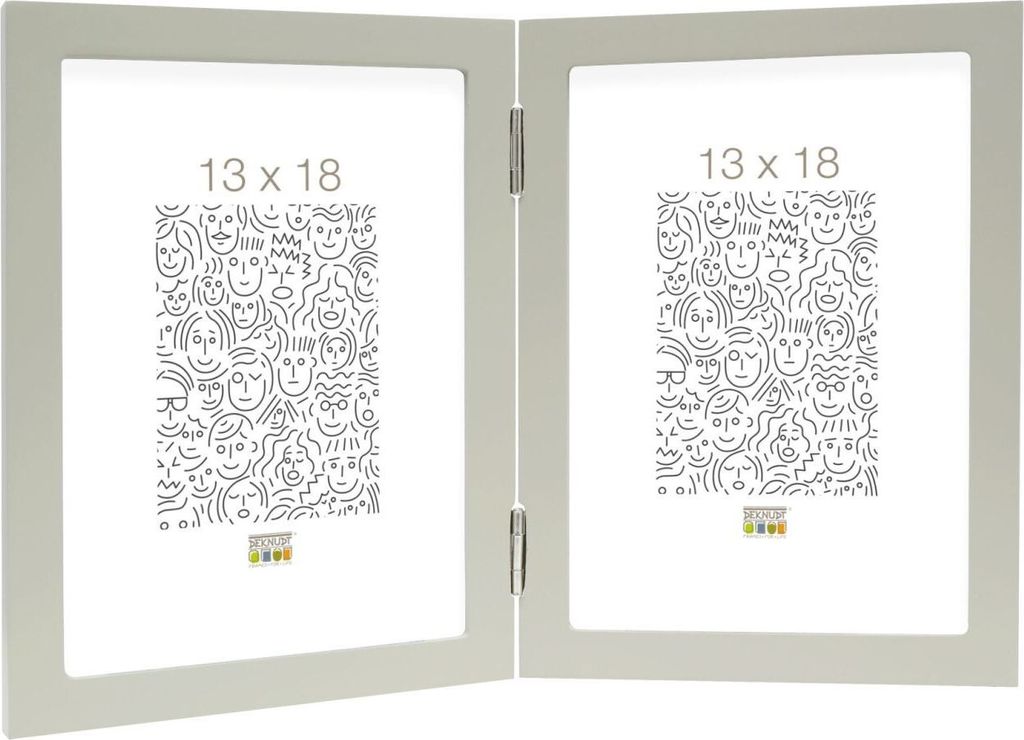 Deknudt S68FV Doppelrahmen Holz grau 13x18 cm Hochformat Produktbild 