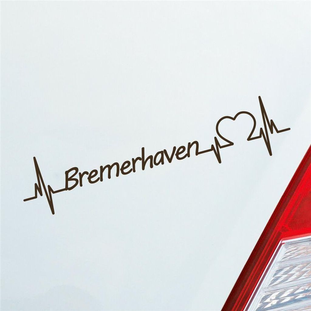 Auto Aufkleber Bremerhaven Herz Herzschlag 19x4 cm Braun Sticker Heckscheibenaufkleber