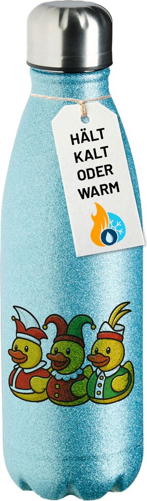 Huuraa Trinkflasche Quietscheente Dreigestirn Gummiente Karneval 500ml Blue Edelstahl Wasserflasche Trinkflasche Geschenkidee