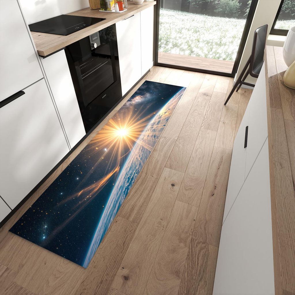 Küchenteppich 60x240cm rutschfest & abwischbar PVC Läufer - Erde von Sonnenaufgang