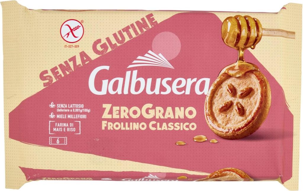 The image shows the packaging of gluten-free biscuits.