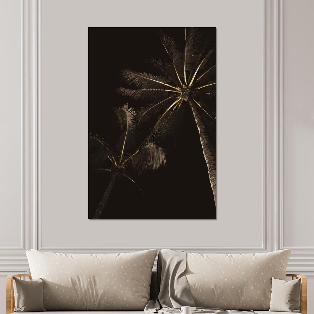 MuchoWow Wanddekoration Metall Metallbild Wandkunst 100x150 cm Palme - Gold - Schwarz MuchoWow Aluminium Gemälde - Bild