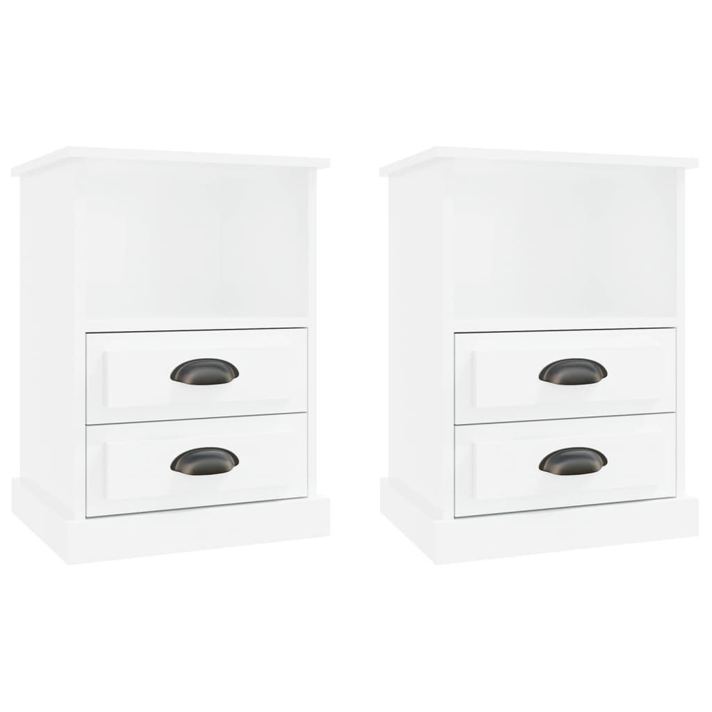 "2026 Aktion"Nachttisch 2er Set, für Schlafzimmer - elegantes Design - Nachtkommode - Hochglanz-Weiß 43x36x60cm - Nachttische & -schränke NeuMö...