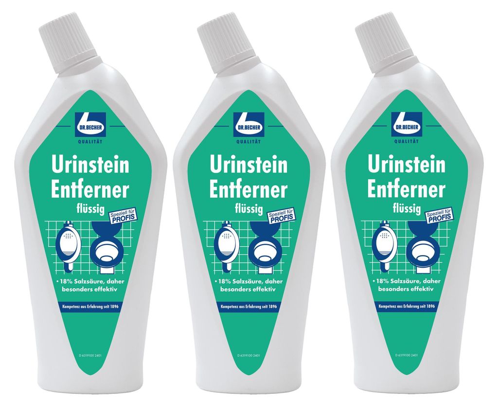 Dr. Becher Urinstein Entferner 750ml für Toiletten Urinale Bidets (3er Pack)