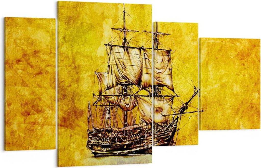 Bild auf Leinwand - Leinwandbild - Piratenschiff Ozean Schatz - 120x70cm - Wand Bild - Wanddeko - Leinwanddruck - Bilder - Kunstdruck - Wanddekorat...