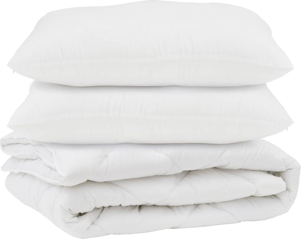 vidaXL Bettdecke mit Kissen 3 pcs Weiß Mikrofaser