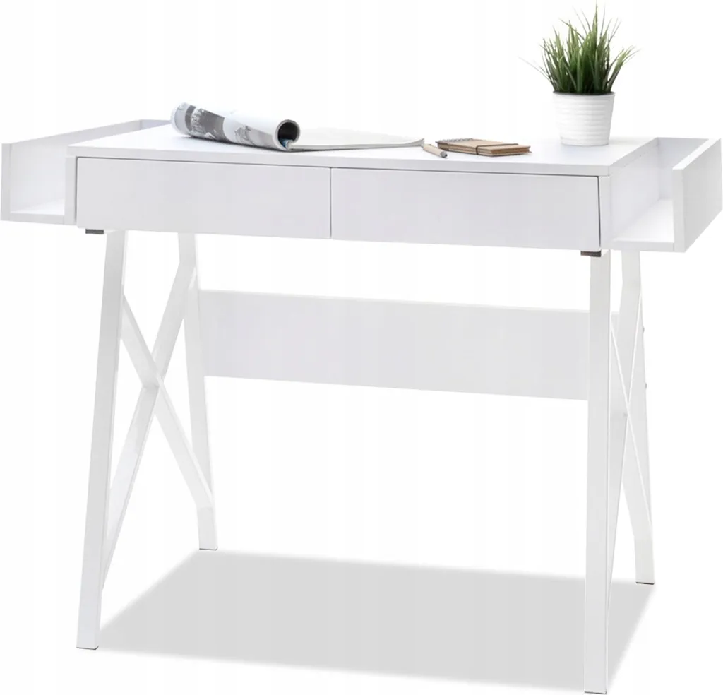 Petit bureau scandinave gain de place - Table d'ordinateur avec tiroirs