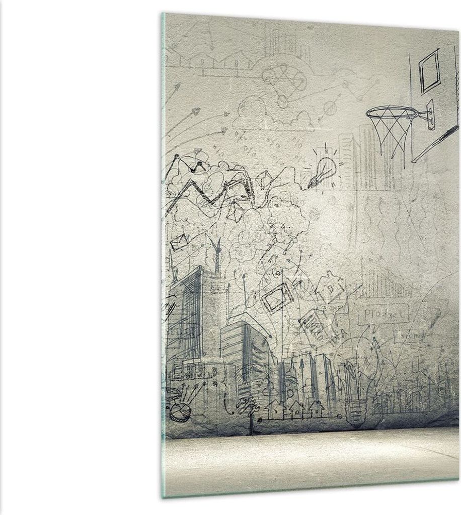 Bilder auf glas - Einteilig - Graffiti Tapete Zeichnung Haus - 80x120cm - Glasbilder - Wandbilder - Bilder - Wanddekoration aus Glas - Glas Bilder ...