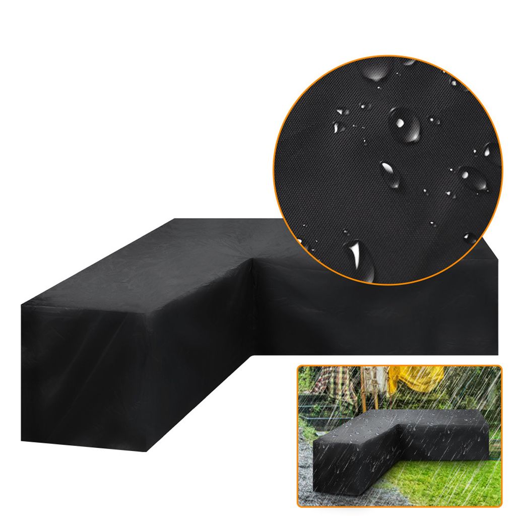 Wasserdichte L-förmige Eckmöbel-Abdeckung für den Außenbereich, für Gartenterrasse, Rattansofa, 270 x 270 x 90 cm
