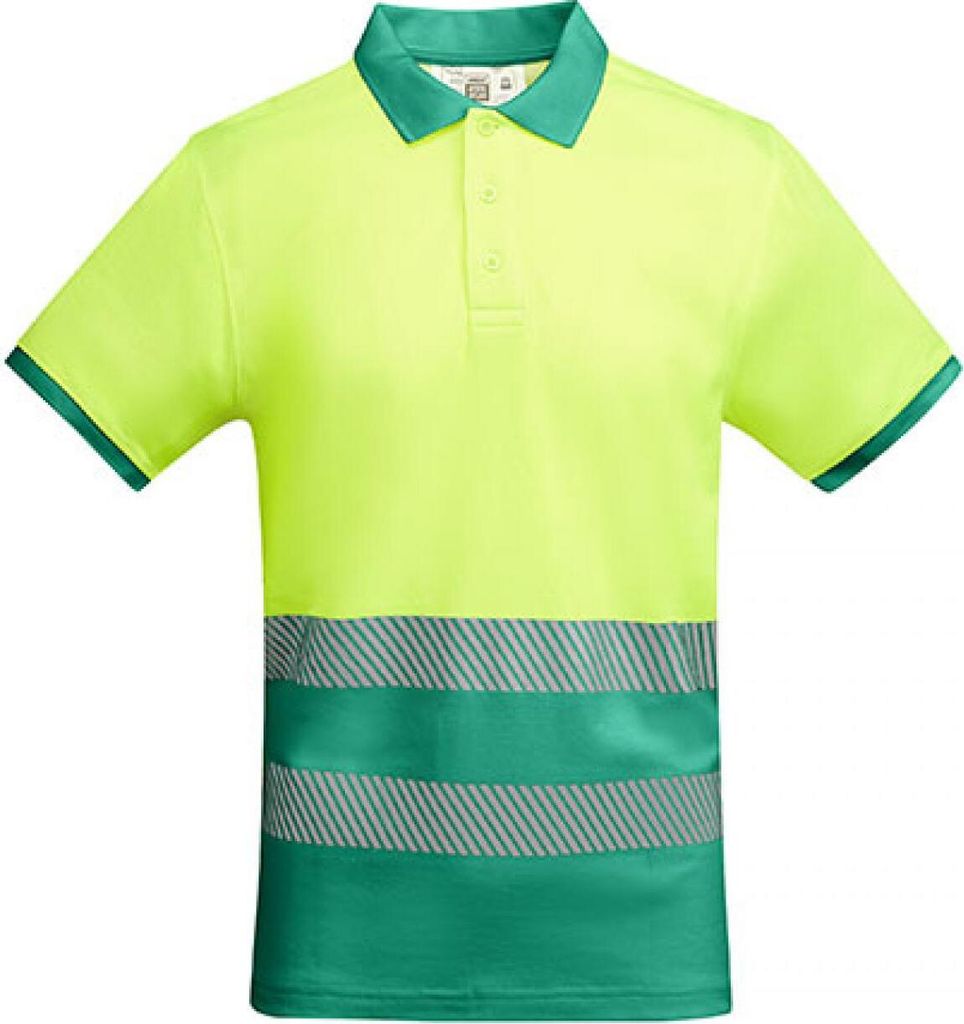 Roly Workwear HV9318 | Poloshirt Atrio Shortsleeve Poloshirt Herren - Farbe: Garden Green 52/Fluor Yellow 221 - Größe: S