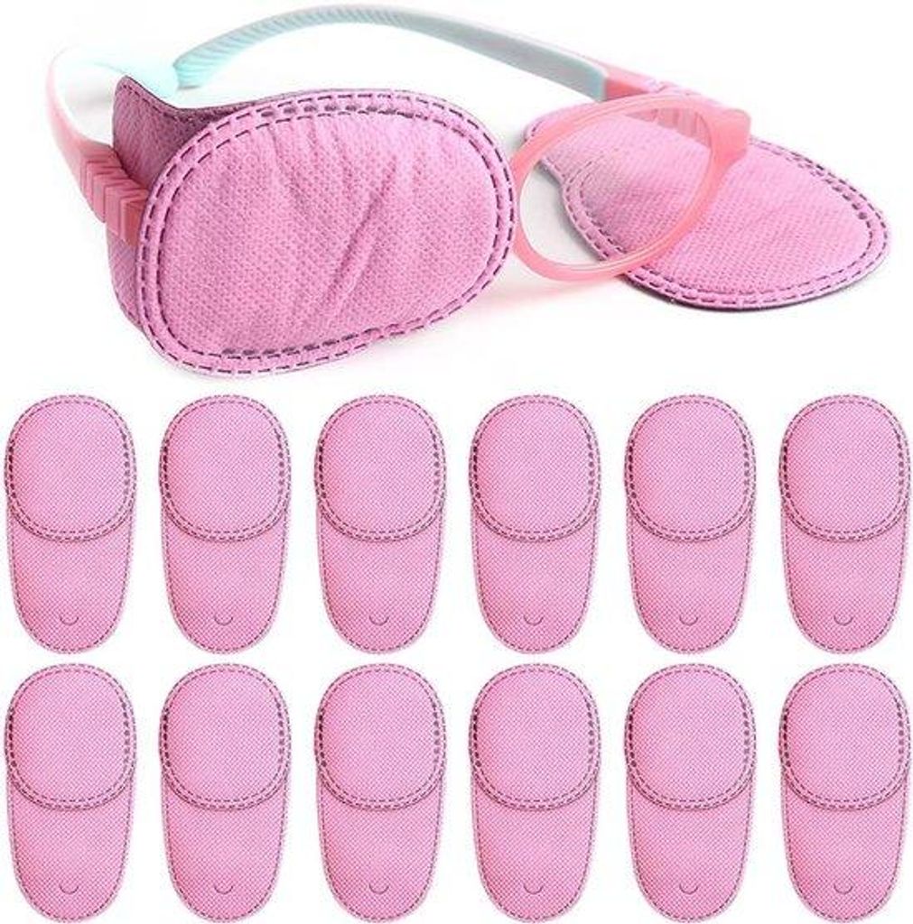 Herbruikbare ooglapjes voor kinderen en volwassenen, roze, medium, voor lui oog, amblyopie en scheelzien