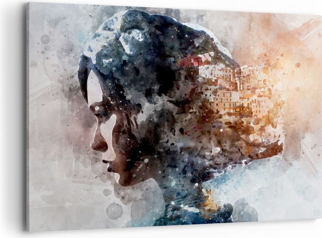Bild auf Leinwand - Leinwandbild - Frau Abstraktion - 100x70cm - Wand Bild - Wanddeko - Wandbilder - Leinwanddruck - Bilder - Kunstdruck - Wanddeko...