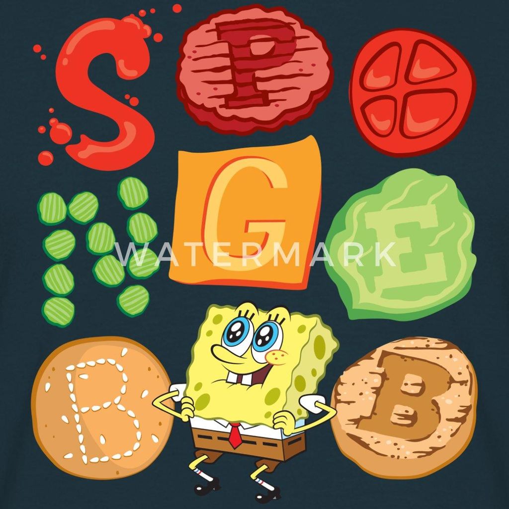 Spreadshirt Spongebob Schwammkopf Burger Zutaten Design Männer T-Shirt, 4XL, Navy