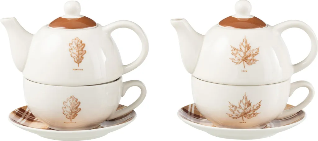 J-Line Tea For One Coffret Céramique Marron - Service Individuel Design