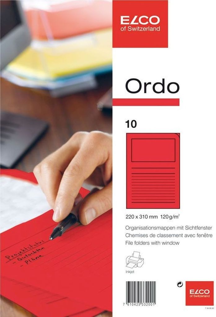Organisationsmappe Ordo classico Papier A4 220x310 mm intensiv rot VE=10x10 Stück