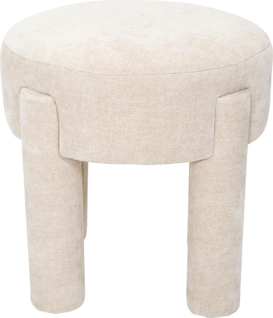 Tabouret Emilia Beige en tissu bouclé et structure robuste renforcée