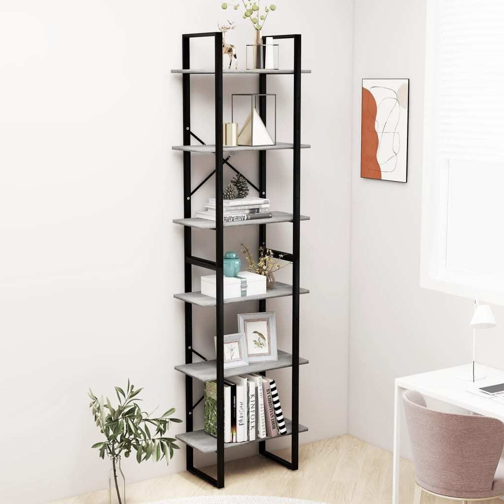 The Living Store Lagerregal Betongrau 60x30x210 cm Holzwerkstoff