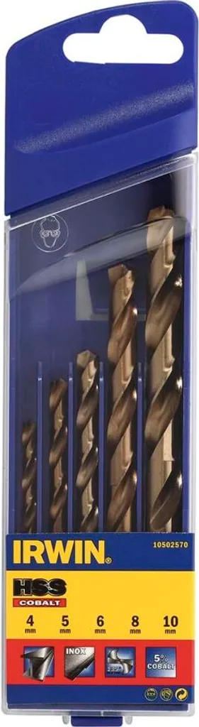 Irwin HSS Pro Co Coffret Forets Cobalt 4/5/6/8/10mm Lot de 5 Pièces