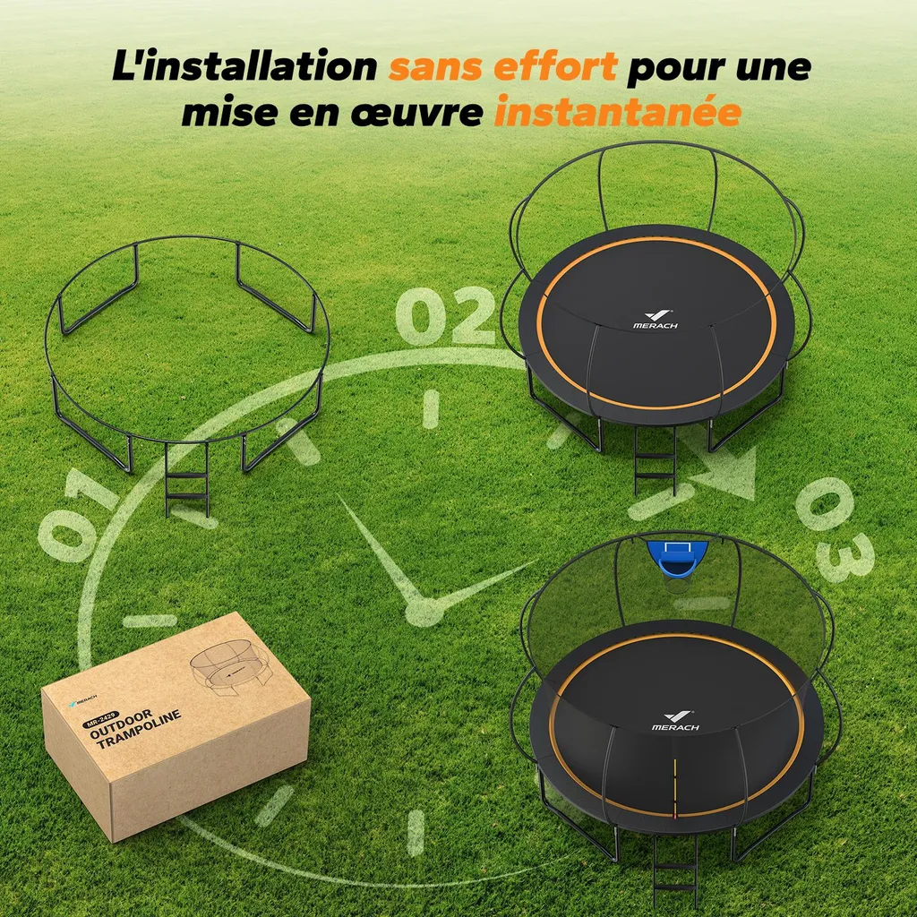 Trampoline Robuste 150kg MERACH Ø 305 cm Structure Stable Anticorrosion - 6