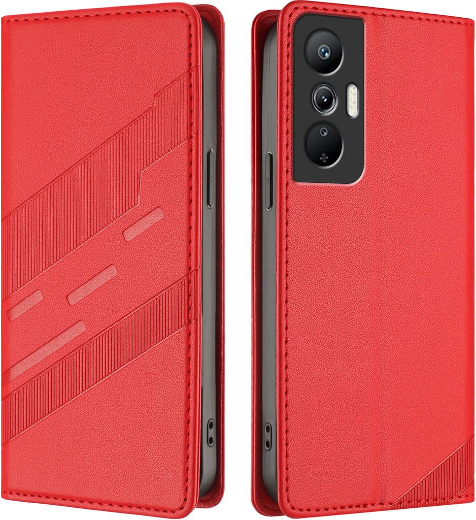 Hülle für Infinix Hot 20S, Kunstleder Brieftaschen Handyhülle mit Kartenfach und Standfunktion Rot