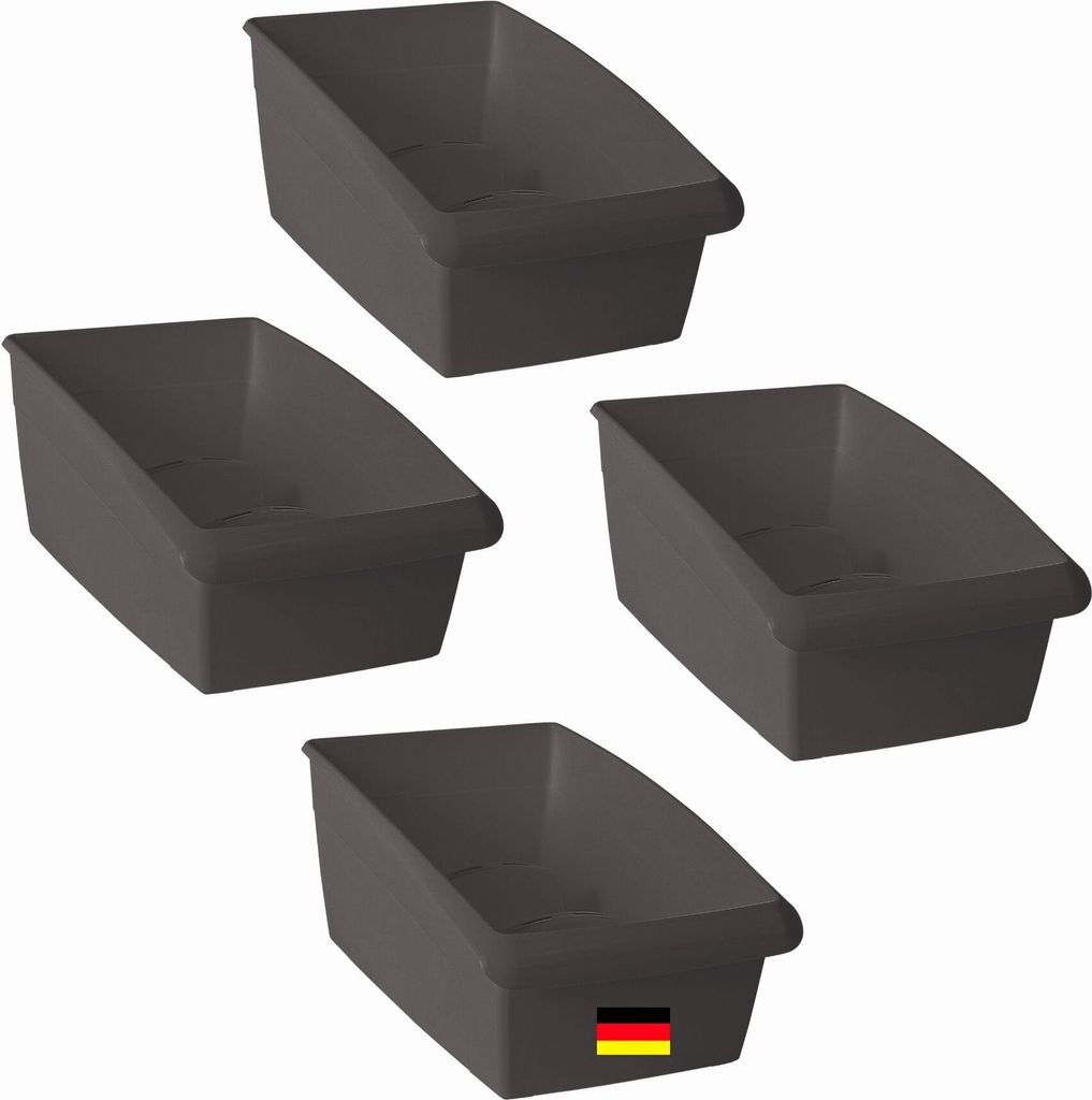 Novaliv 4x Kosmetik Organizer groß Schubladen Organizer Badezimmer - 25 x 16 cm ANTHRAZIT GRAU Make-up Pinselhalter – Aufbewahrung für Schminkp...