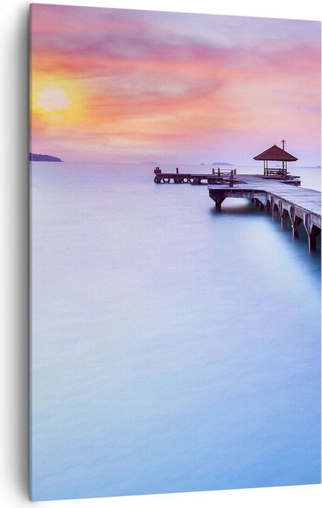 Bild auf Leinwand - Leinwandbild - Einteilig - Strand Wasser Meer Urlaub - 80x120cm - Wand Bild - Wanddeko - Wandbilder - Leinwanddruck - Wanddekor...