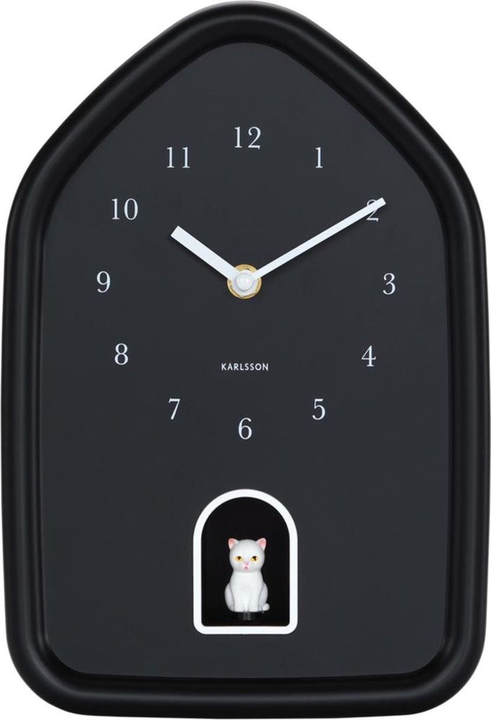 Karlsson - Wanduhr Modern Kitty - Schwarz - 29.1x20x29.1cm