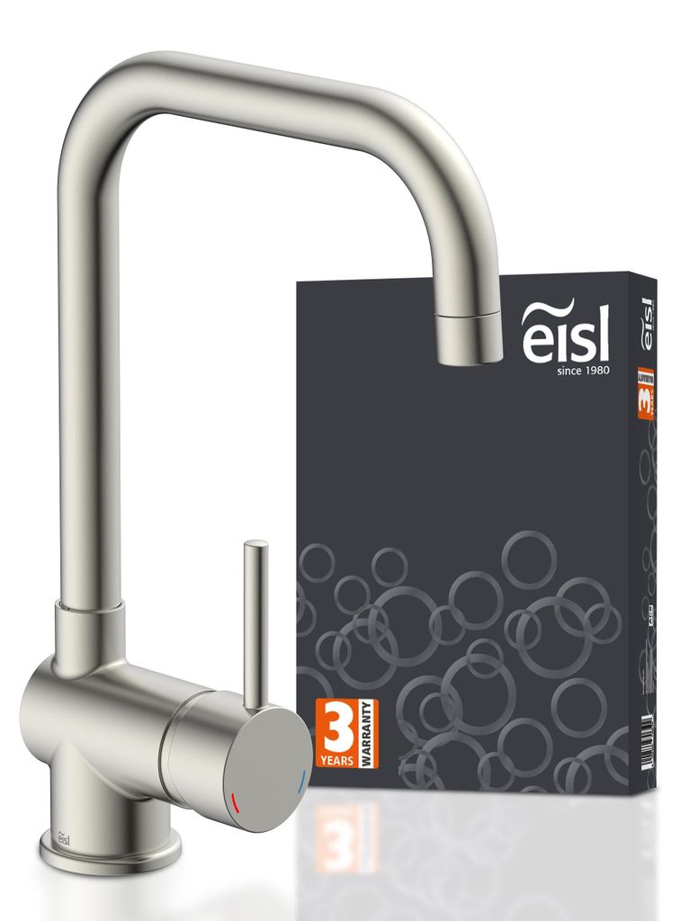 eisl Küchenarmatur FUTURA, energiesparender Wasserhahn Küche, 360° schwenkbare Mischbatterie Küche in Edelstahloptik