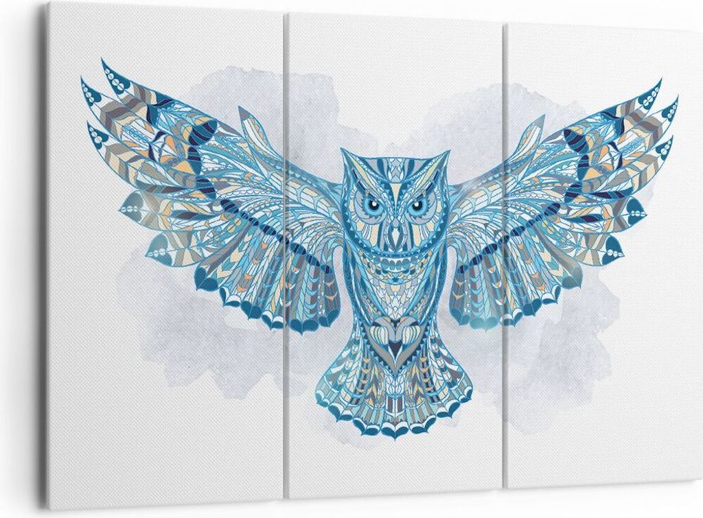 Bild auf Leinwand - Leinwandbild - Eule Flügel Tierwelt Grafik - 165x110cm - Wand Bild - Wanddeko - Leinwanddruck - Bilder - Kunstdruck - Wanddeko...