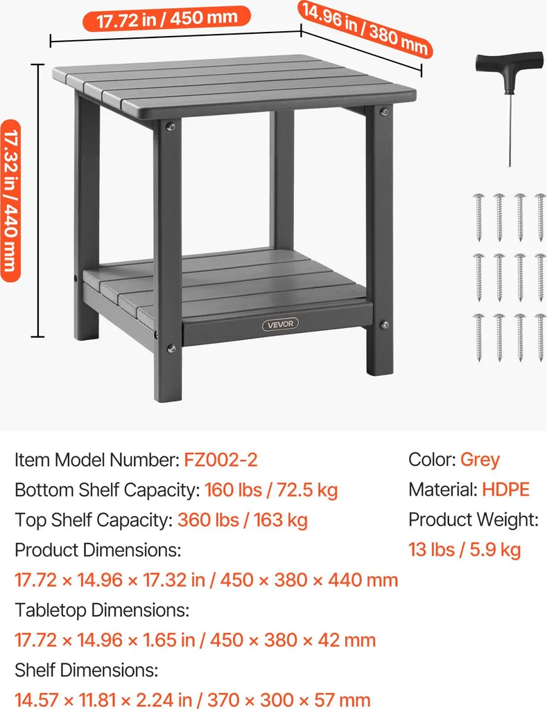 Petite Table Basse de Terrasse 45x38 cm - Support Idéal pour Transat