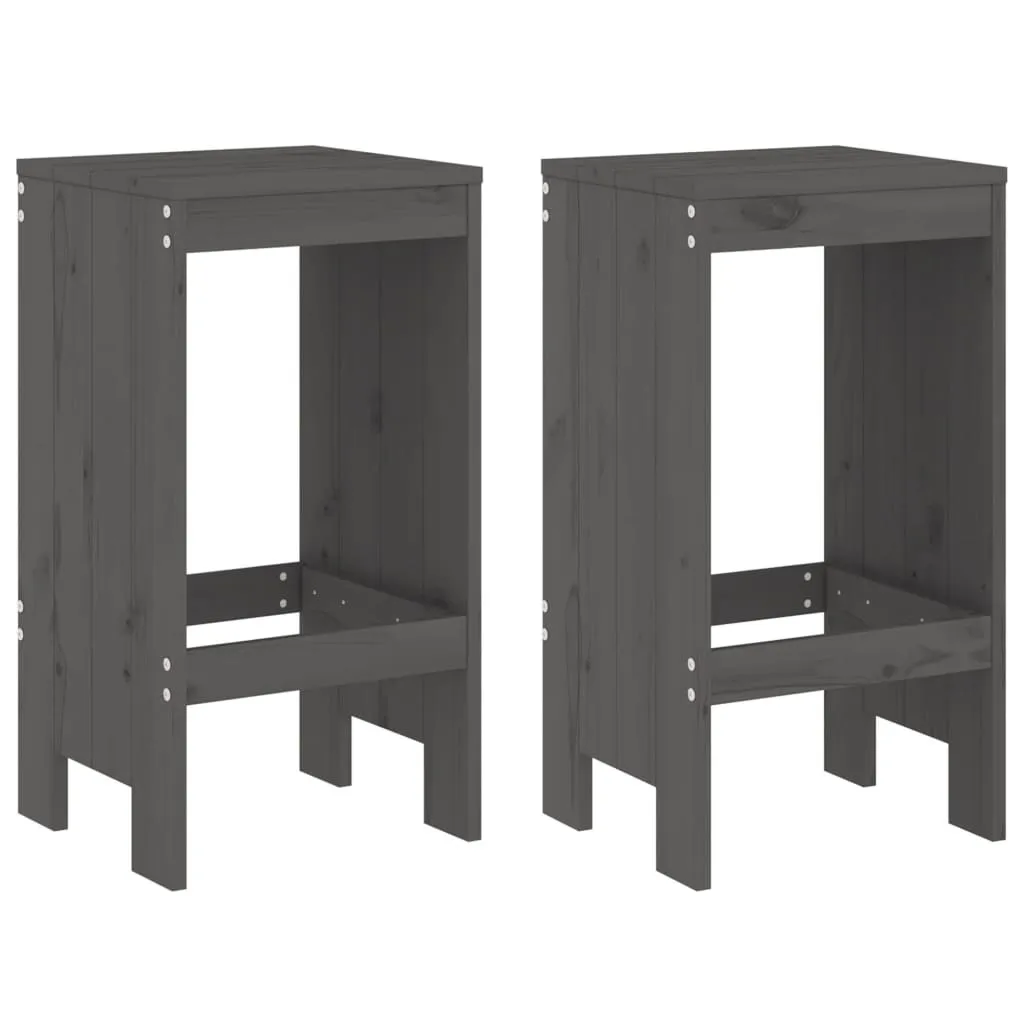 Offerta Set 2 Sgabelli Alti Grigio Legno Pino 75cm | Prezzo Top