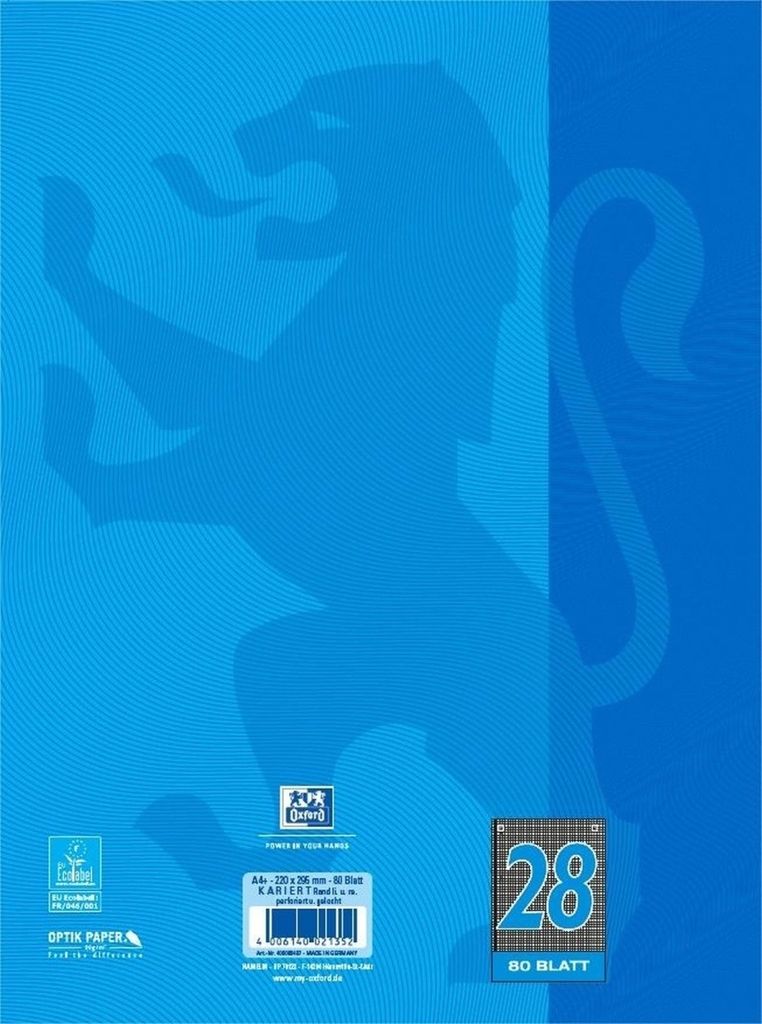 Collegeblock Touch A4+ kariert 80 Blatt Optik-Paper meerblau Packung mit 10 Stück