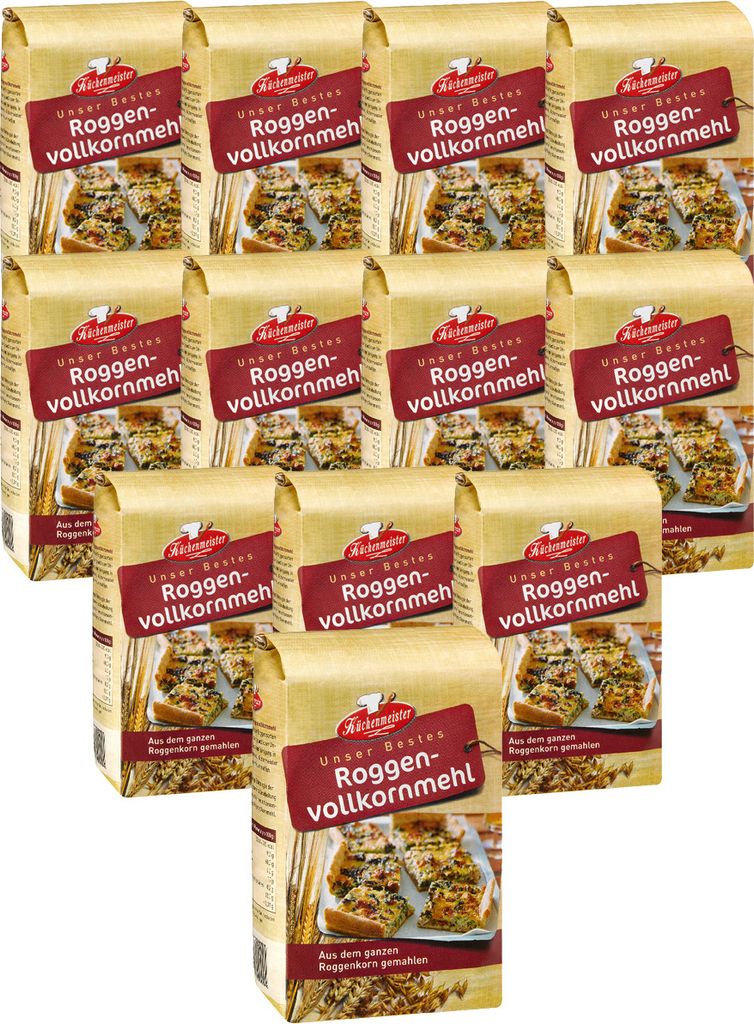 BIELMEIER Mehl Roggenvollkornmehl 12 Stück a 1kg Küchenmeister