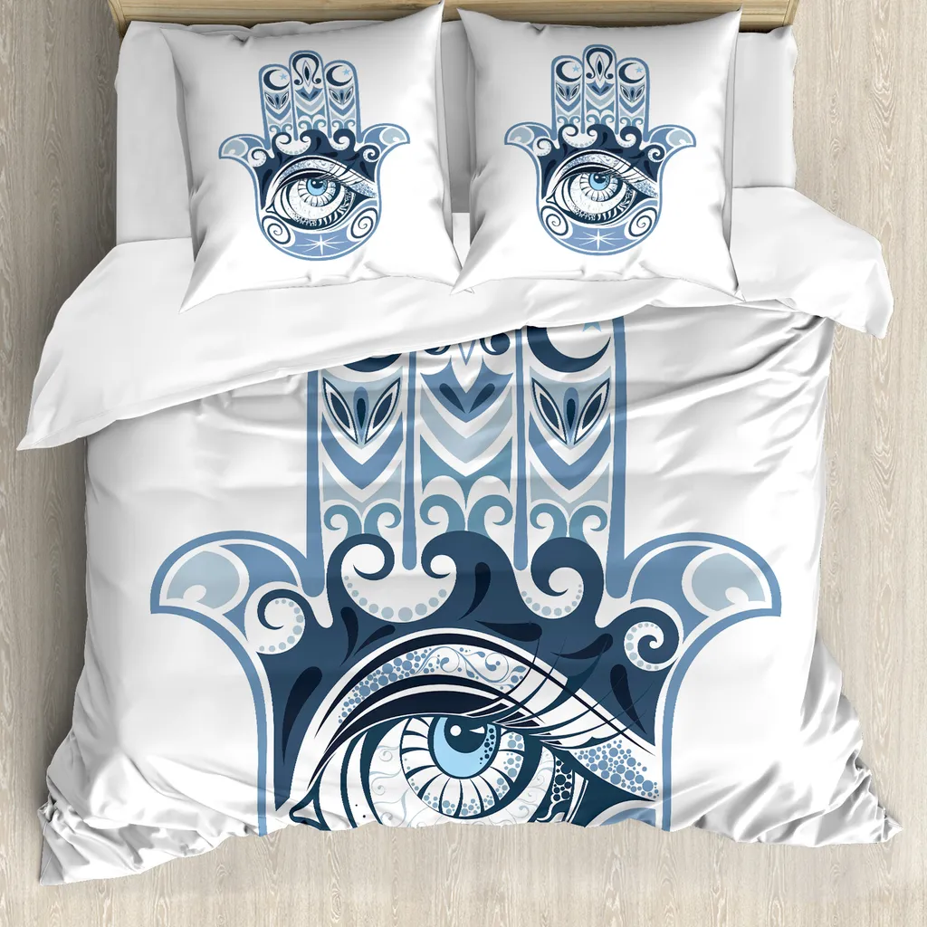 Set Copripiumino Antiacaro ABAKUHAUS 155x220 cm - Evil Eye Blu