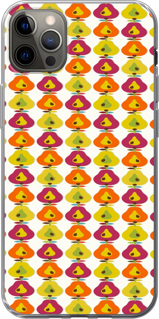 MuchoWow Handyhülle Schutzhülle Hülle für Telefoonhoesje iPhone 12 Pro Max Retro - Design - Birne - Obst Silikon Softcase Handy Hülle - Hart...
