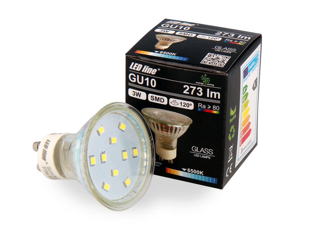 LED Line 10x GU10 3W LED Leuchtmittel Kaltweiß 6500K 273 Lumen Spot Strahler Einbauleuchte Energiesparlampe Glühlampe