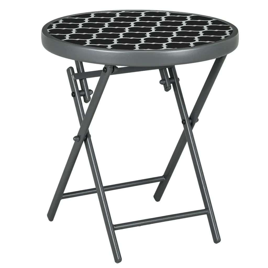 Table d'appoint pliable d'extérieur pour jardin, structure métal robuste - 2