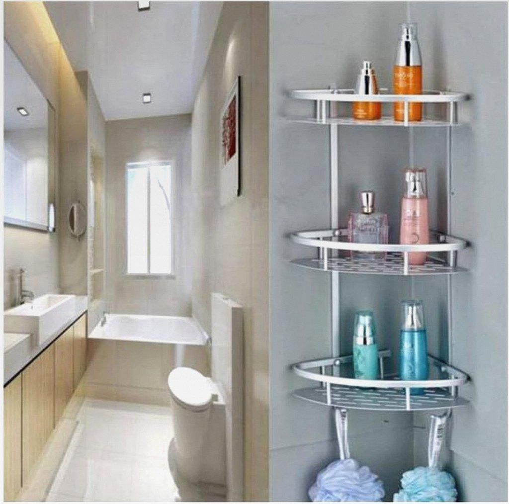 3-lagige Badregal Eckregal Duschablage Wandregal Aufbewahrungskorb Kleiderbügel Duschregal aus Metall für Shampoo, Conditioner, 56 * 23 * 30 cm