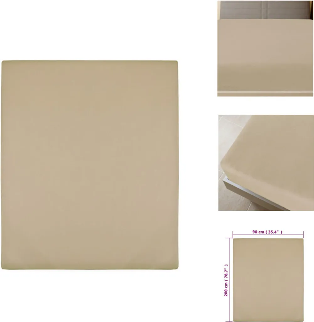 vidaXL Lenzuolo Singolo Jersey Cotone Taupe 90x200 - Qualità Premium