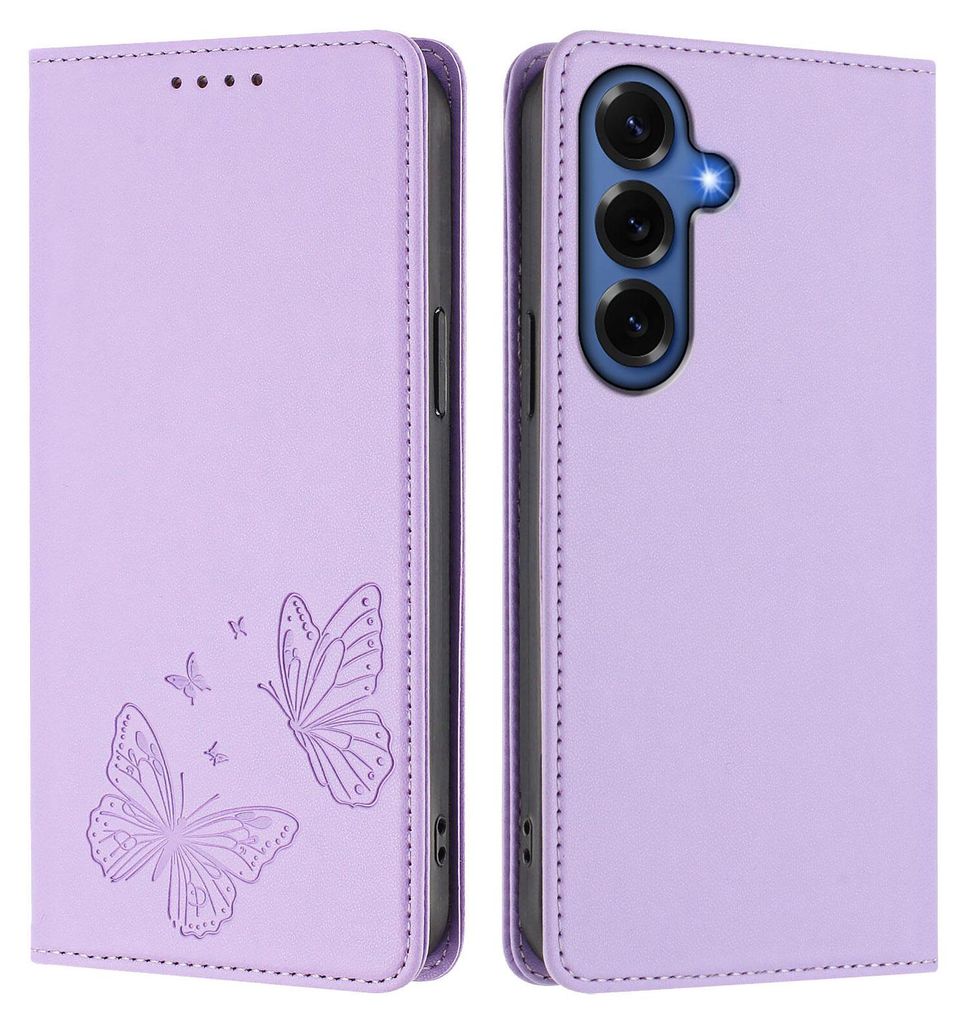 Étui en cuir pour Samsung Galaxy S26+, motif papillon en Image du produit 