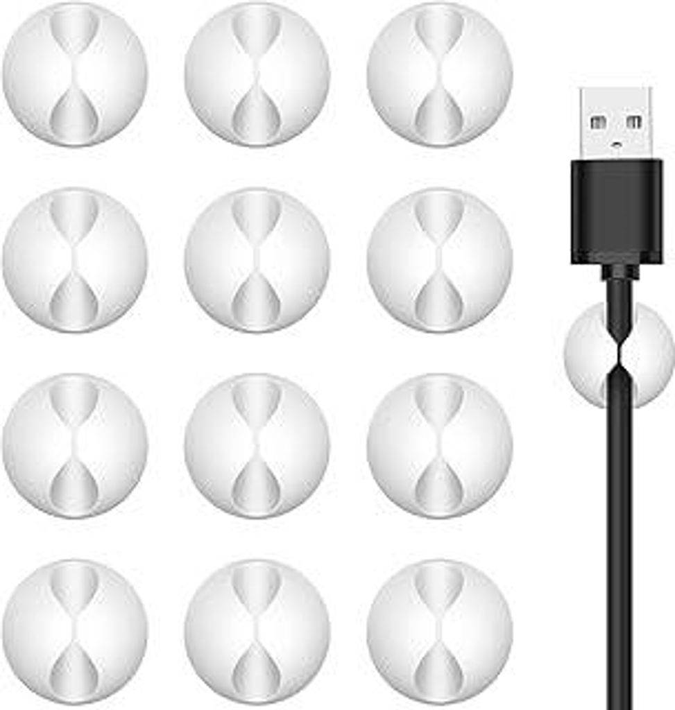 Kabelhalter Kabelclips, 12 Stück Kabel Organizer - Kabelklemmen Selbstklebend Kabel-Clips, Kabel-Organizer Kabelorganizer für Schreibtisch, Kabel...